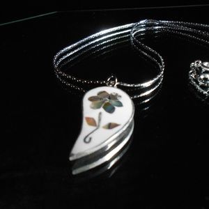 Silver and Abalone Necklace - 22" Chain